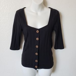 FREE PEOPLE Central Park Ribbed Top size medium